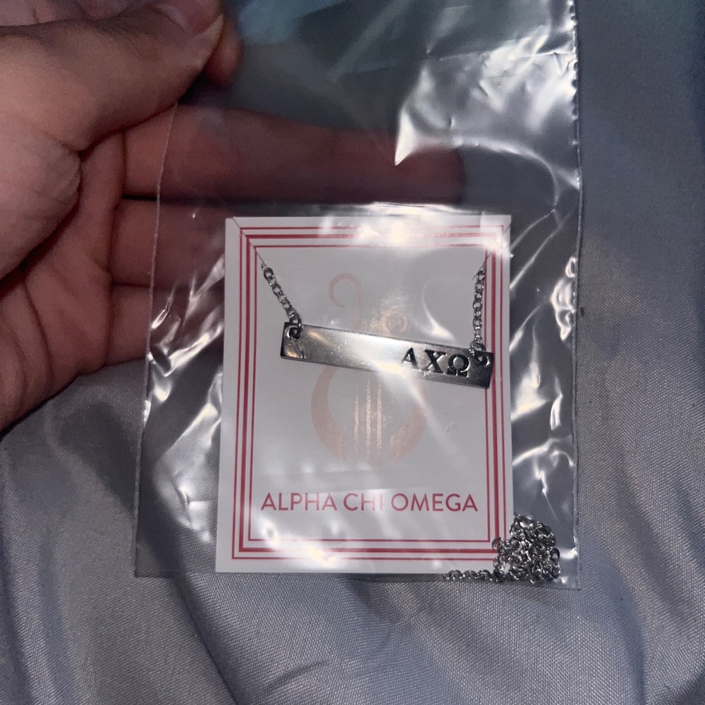 Alpha Chi Omega sorority silver necklace axo - Picture 4 of 4